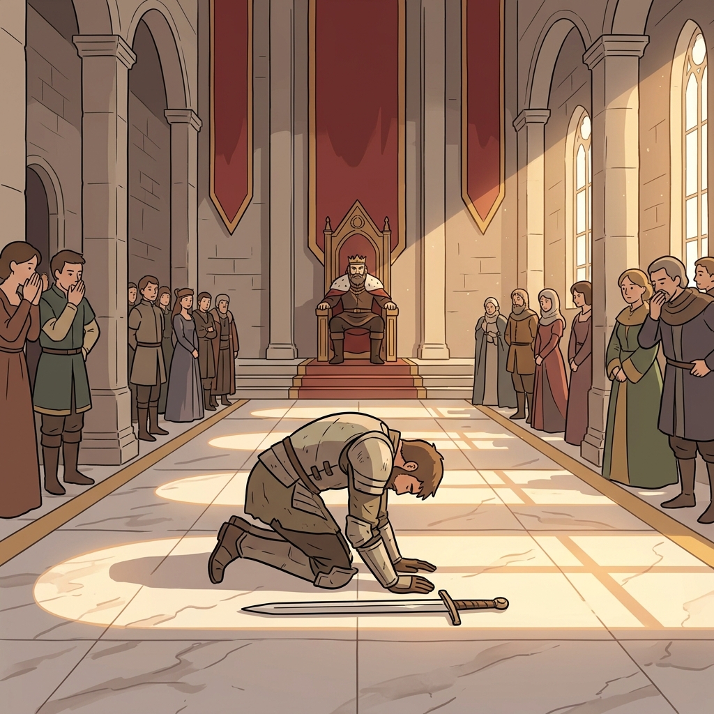 The defeated general had to abase himself before the victorious king.