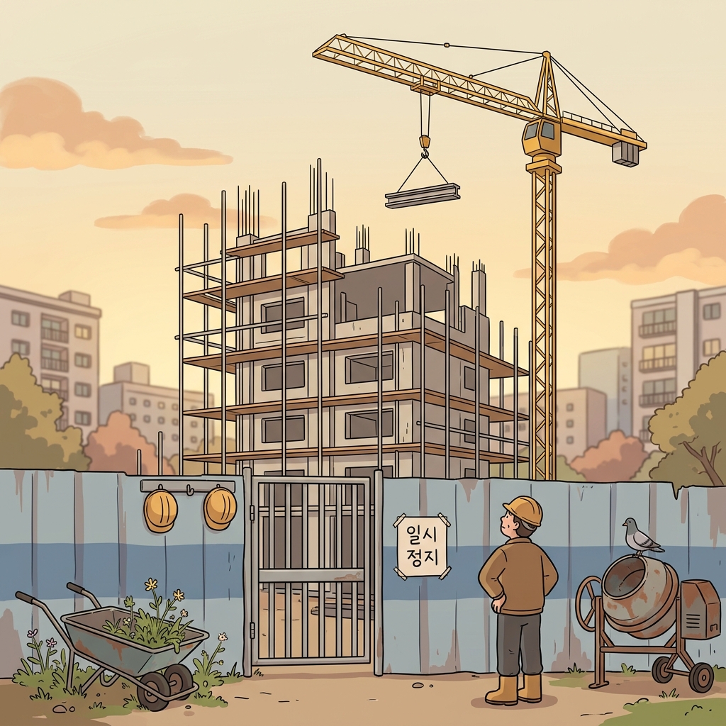 The construction project was held in abeyance after the funding froze.