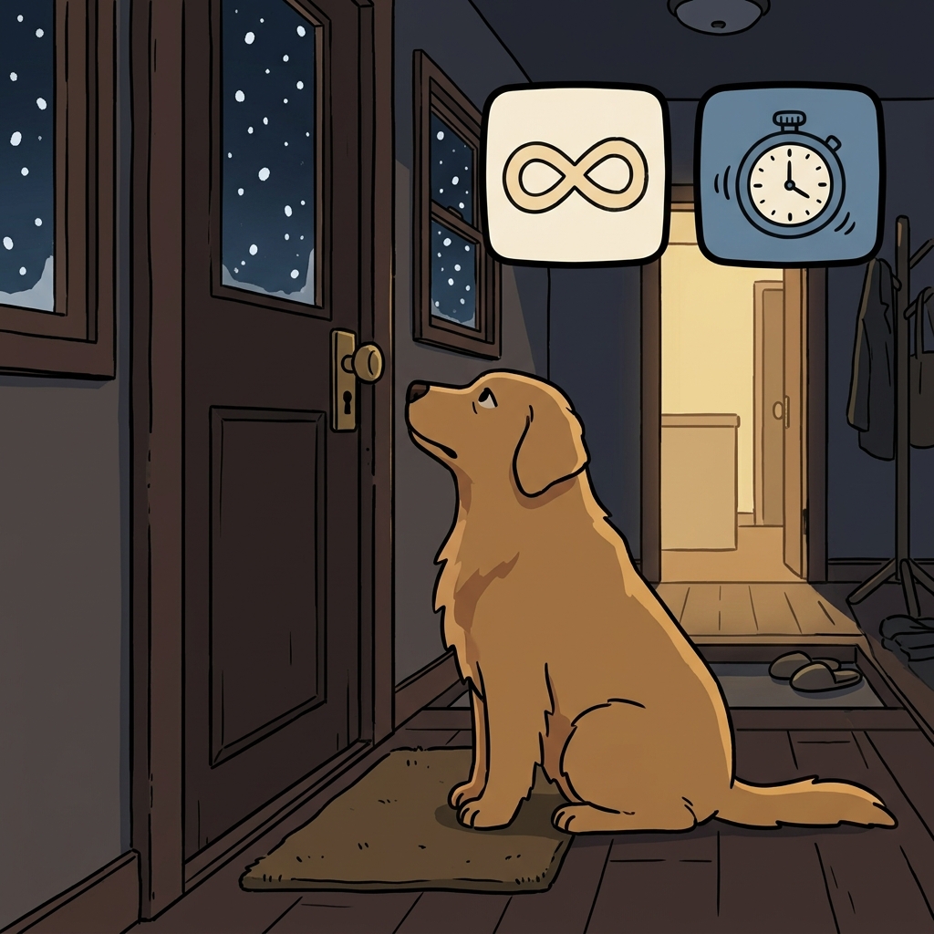 The loyal dog continued to abide by its training and waited by the front door.