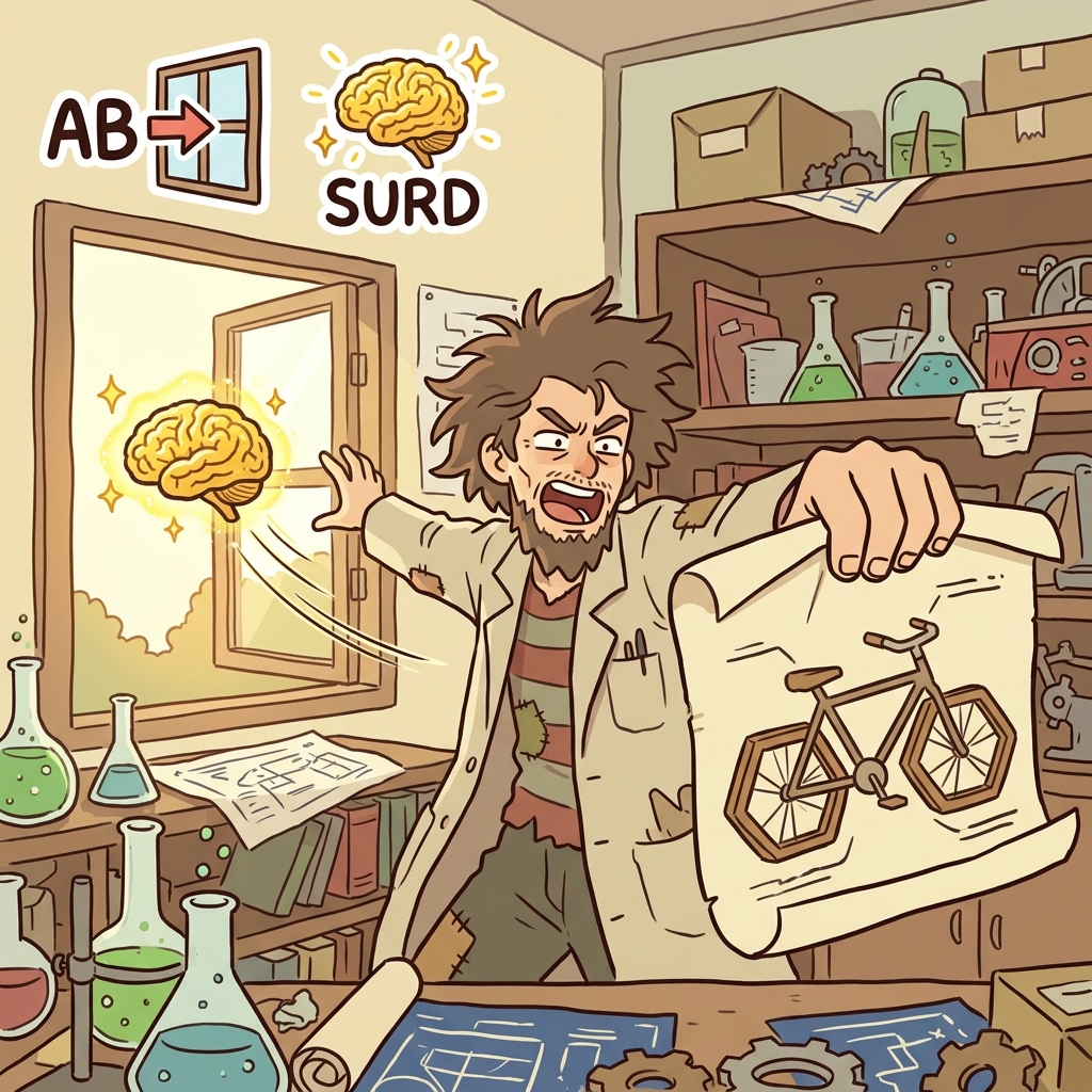AB(away from) + SURD(sense/reason) — an absurd idea is when someone physically throws away all common sense out the window.