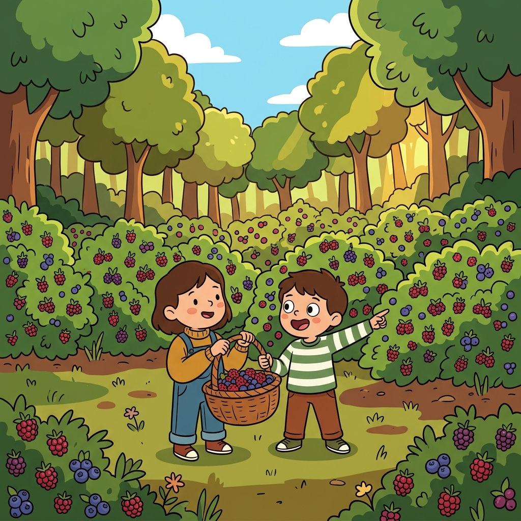 The children found a bunch of berries and then a ton more in the abundant forest. (ABUNDANT → A BUNCH, AND A TON → a bunch, and then even more: a ton)