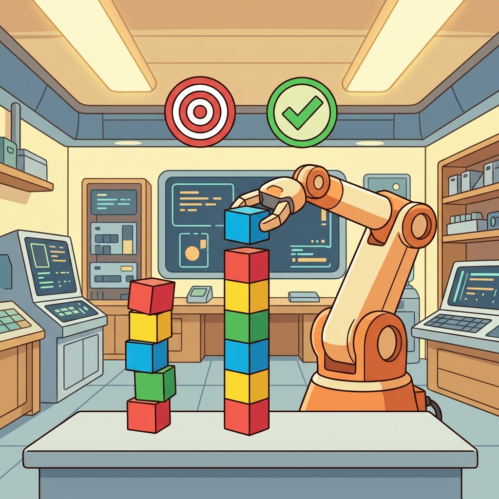 The robot's accuracy allowed it to place every block perfectly. (ACCURATE + QUALITY = ACCURACY → the quality of being correct and precise)