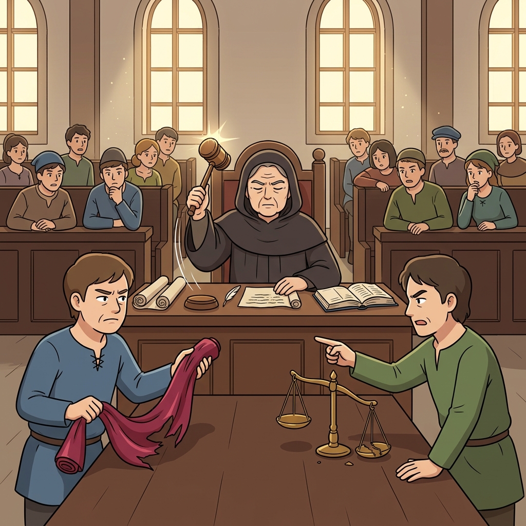 The judge will adjudicate the dispute between the two merchants fairly.