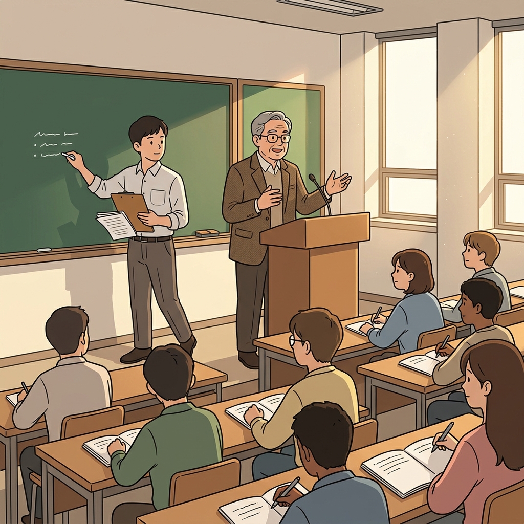 The new tutor works as an adjunct to the main professor at the university.