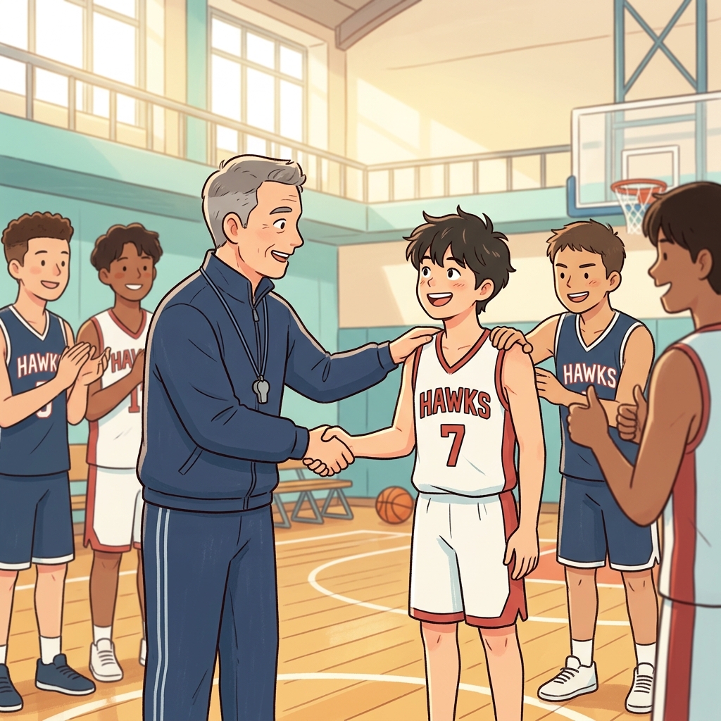 The adolescent joined the school basketball team this year.