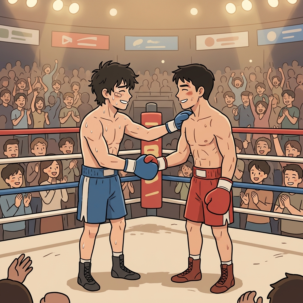 The boxer respected his adversary after the match.