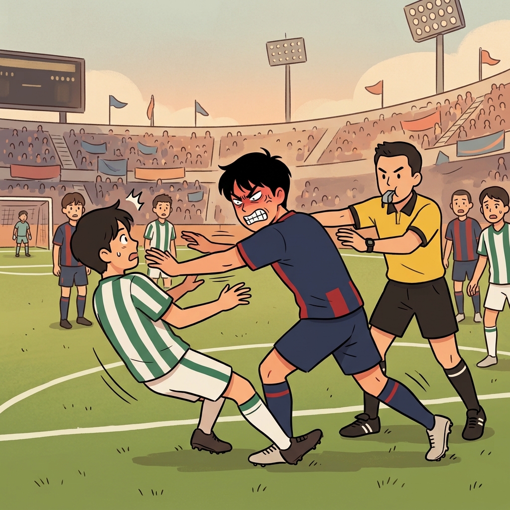 The referee stopped the fight because of the player's aggression.