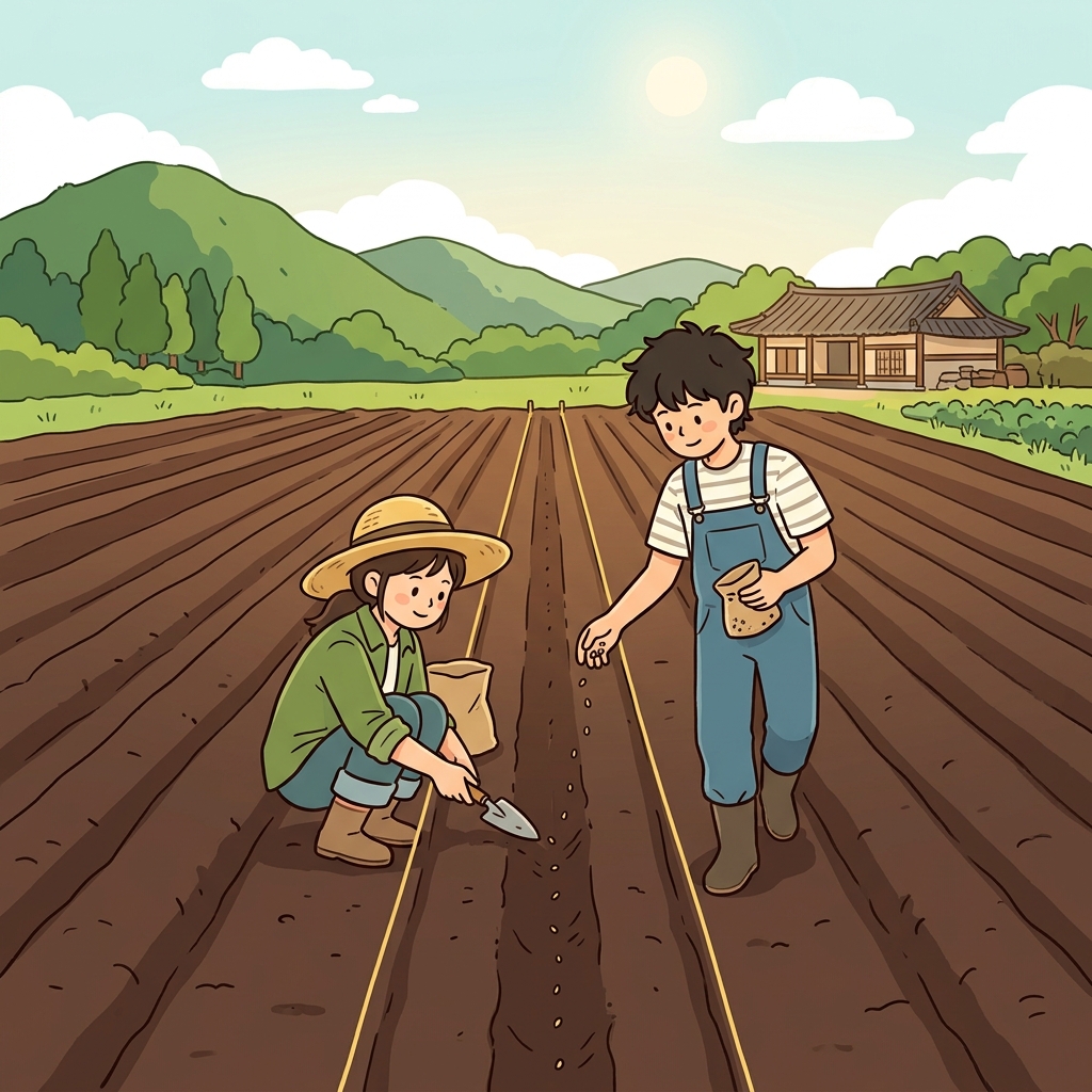 농부들은 비옥한 농지에서 함께 채소를 재배했다. (Agri(농지)에 Culture(기르기)를 한다.)