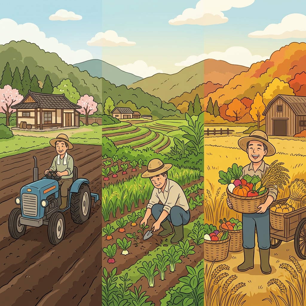 Farmers cultivated the fields through agriculture and proudly harvested healthy crops.