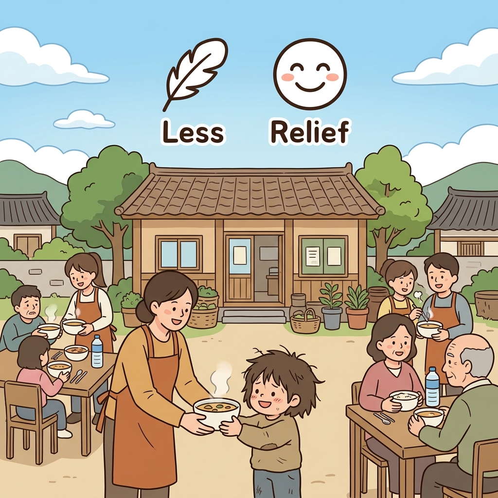 The charity provided food to alleviate hunger in the village. (🪶 Less + 😊 Relief → Alleviate = make something less painful or less serious.)