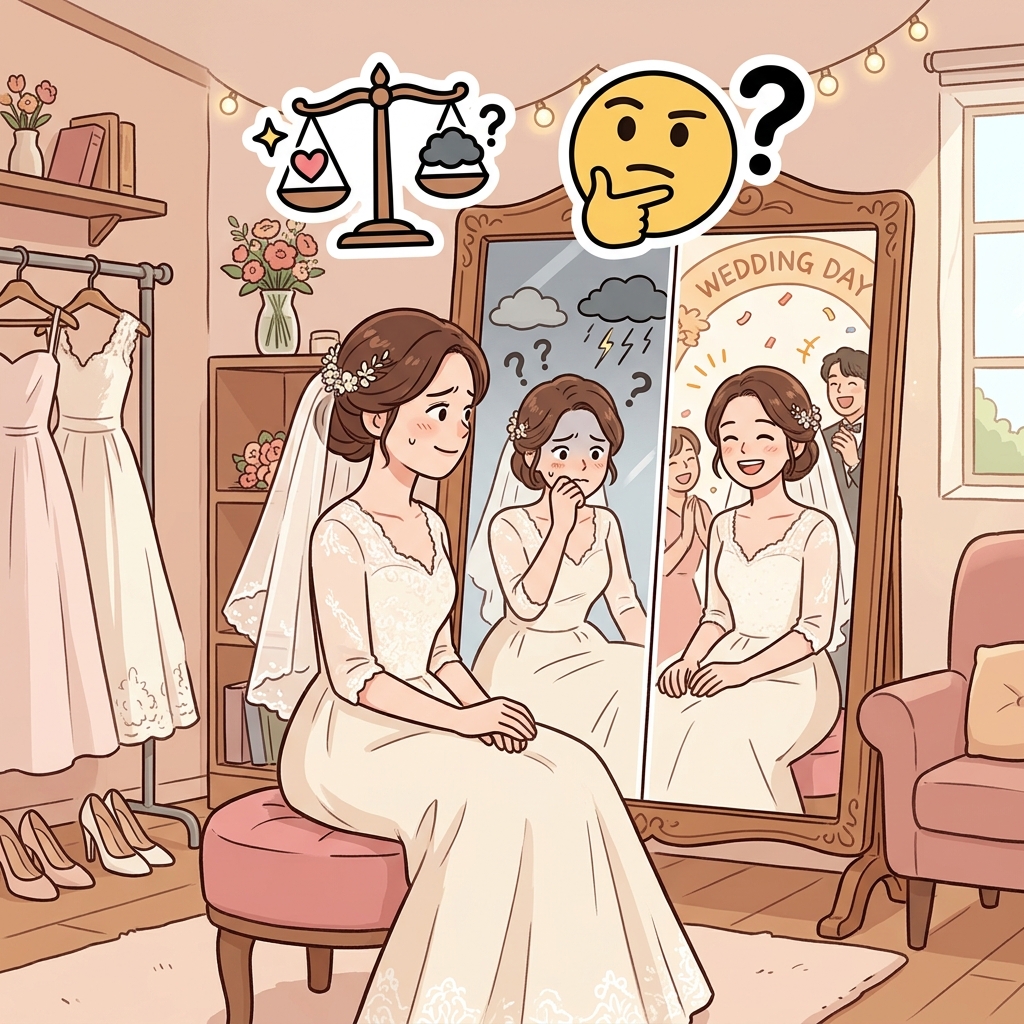 결혼식이 다가올수록 그녀의 복잡한 마음은 더욱 커졌다.