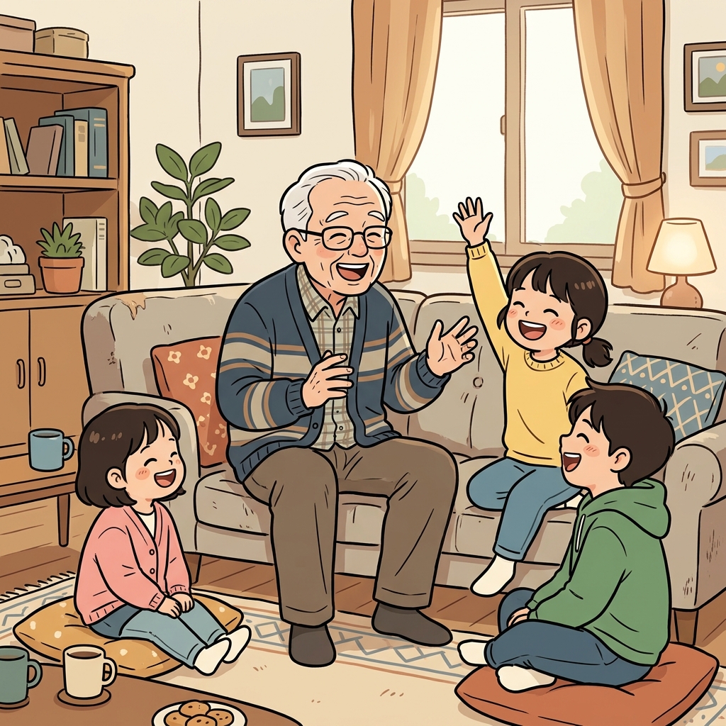 할아버지의 단골 일화는 손주들을 늘 웃게 만들었다. (재미있는 에피소드(Episode) 하나를 들려준다.)