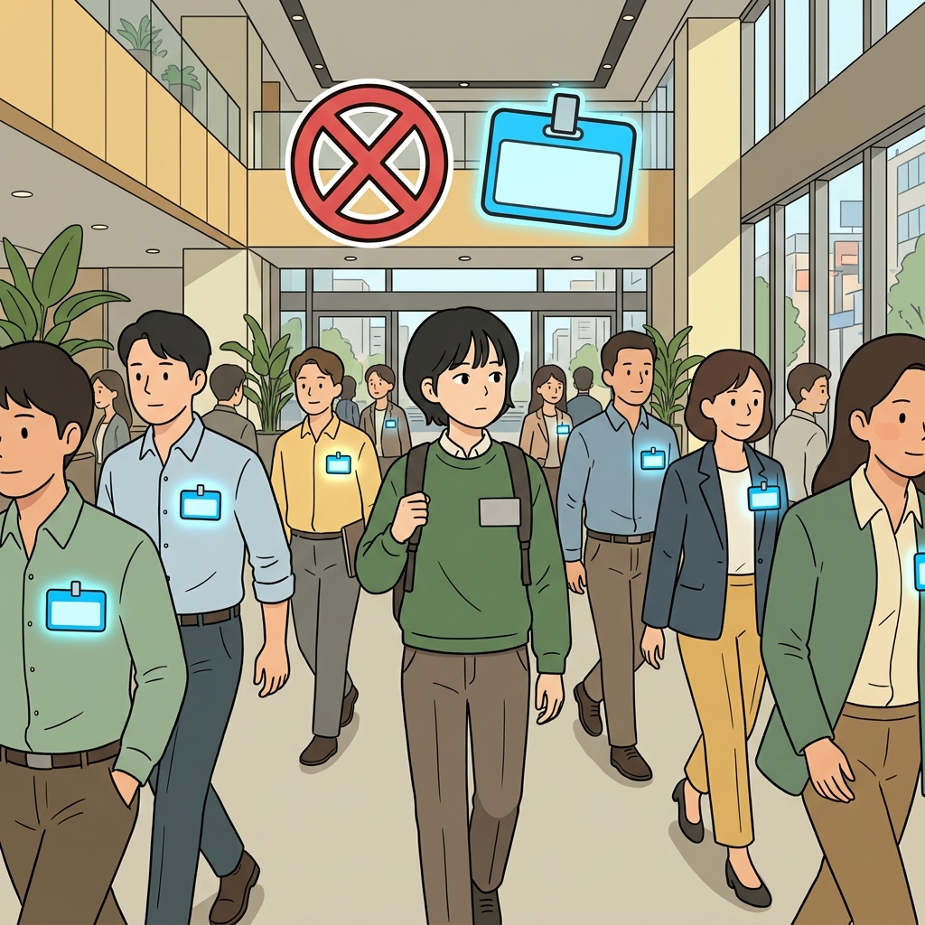 The anonymous employee walked through the office without a name tag. (AN = without + ONYM = name + OUS)
