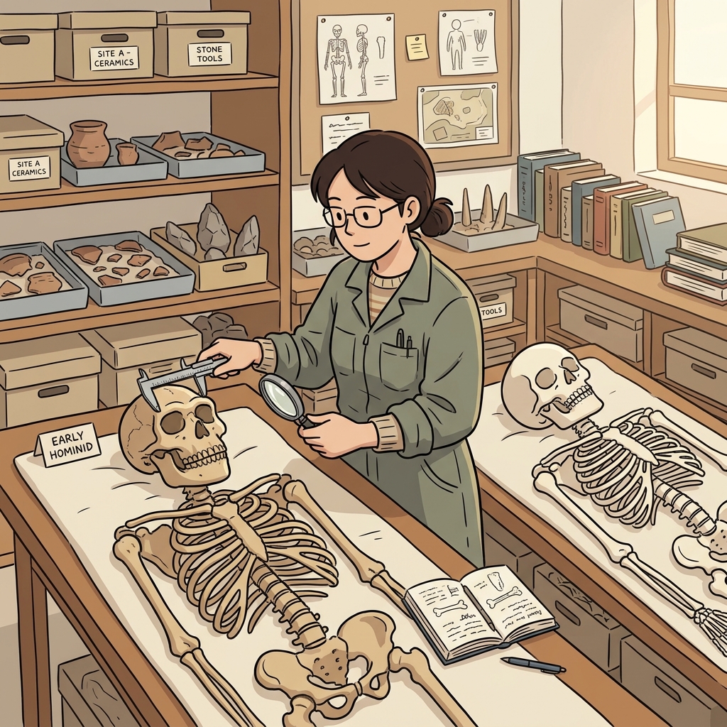 인류학자(anthropologist)는 고대 인류의 골격을 비교하며 초기 문명을 연구했다.