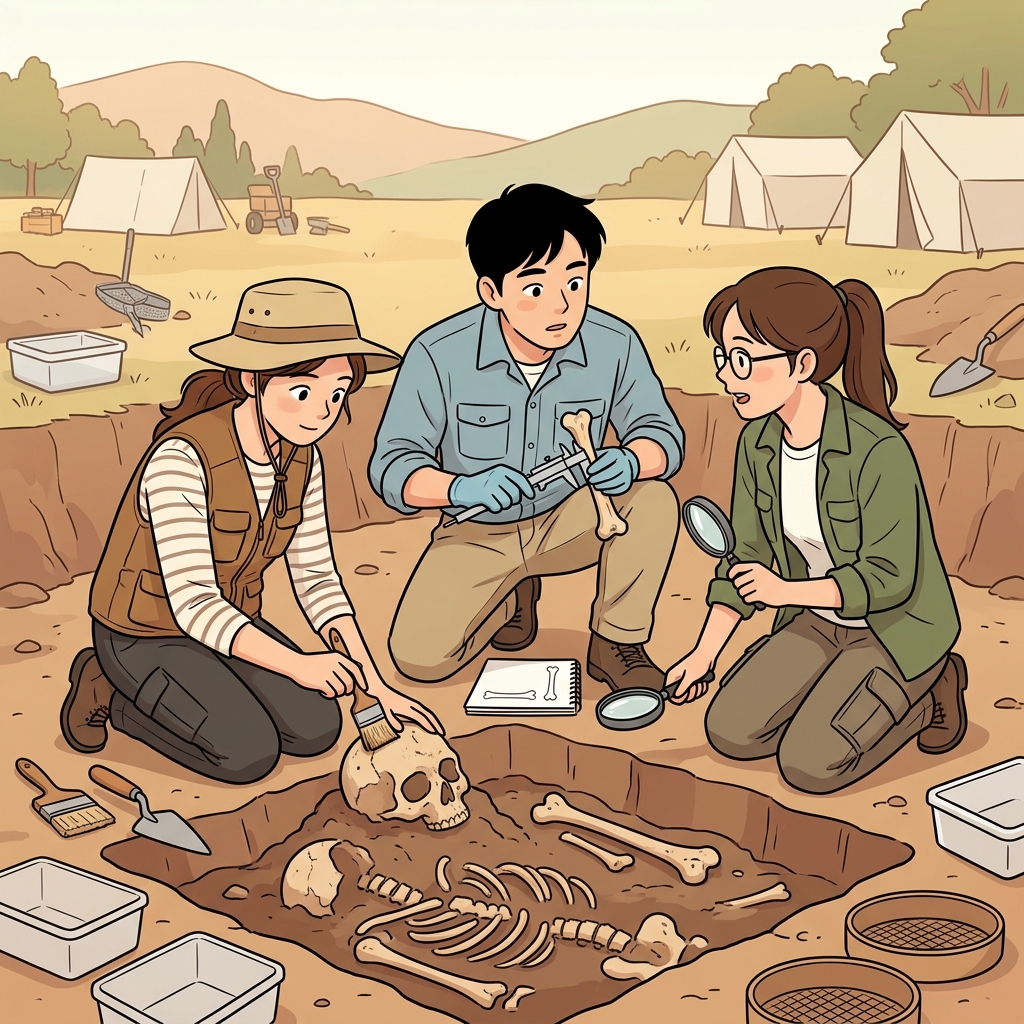 인류학자(anthropologist)는 고고학자(archaeologist), 생물학자(biologist)와 함께 초기 인류의 이야기를 밝혀냈다.