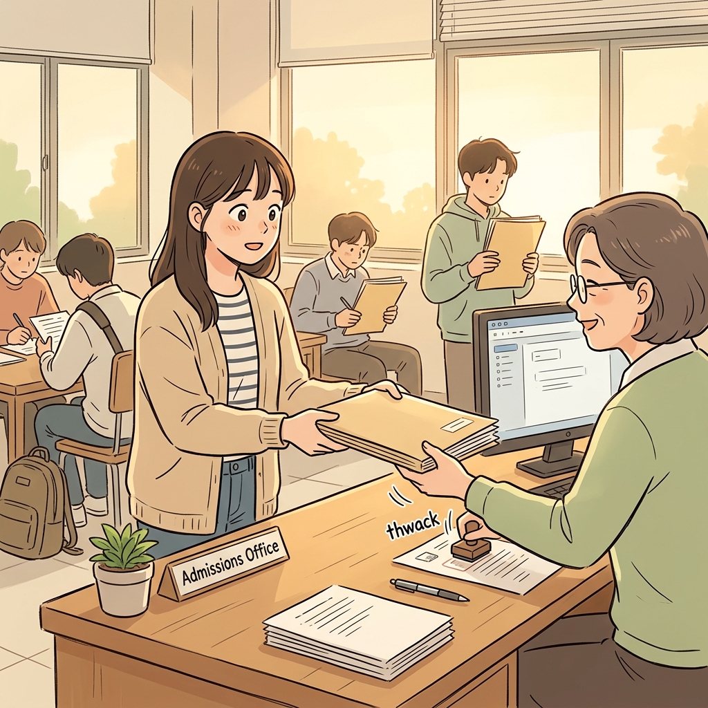 She submitted her university application with trembling hands and a hopeful smile.