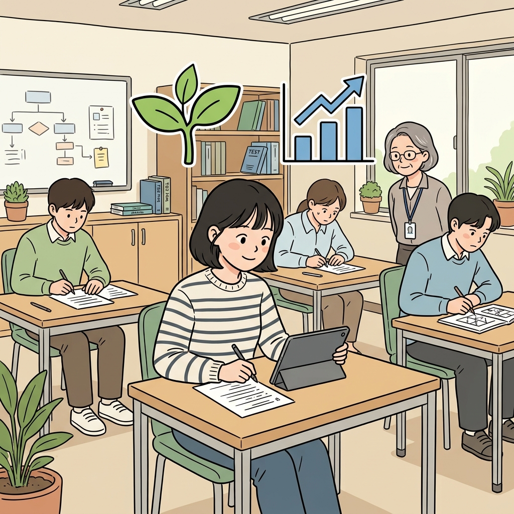 The company tested applicants for leadership aptitude. (🌱 Natural Talent + 📈 Potential → Aptitude)