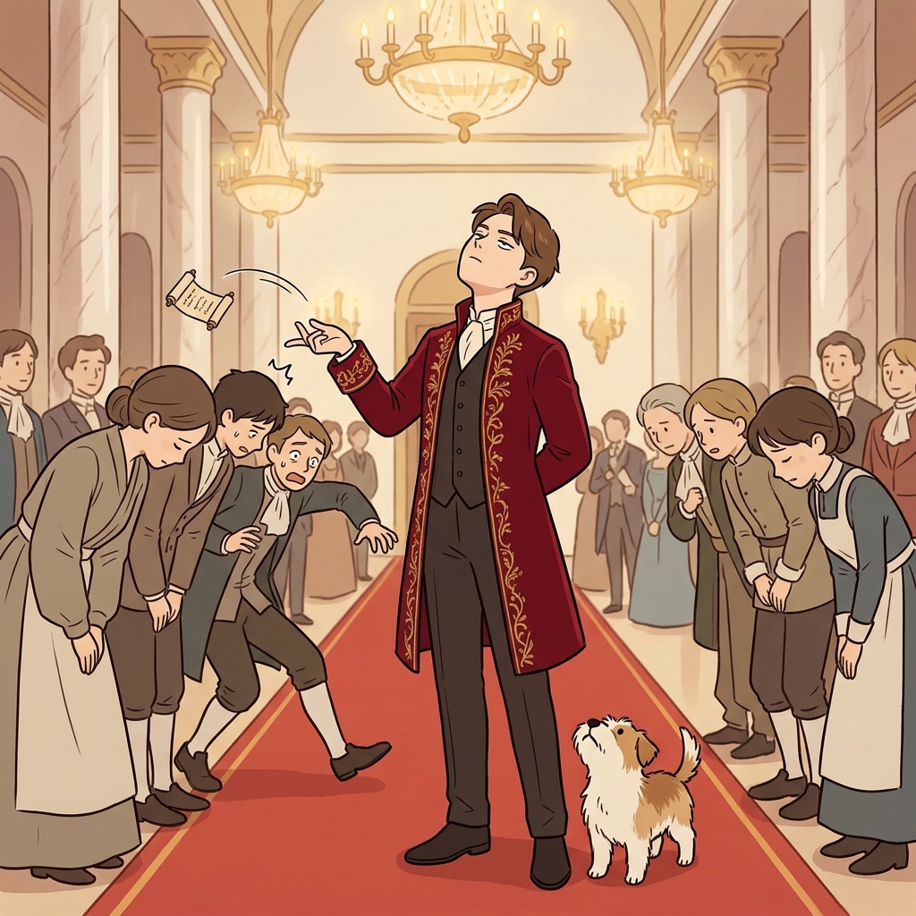 The arrogant noble dismisses everyone with a single wave of his hand.