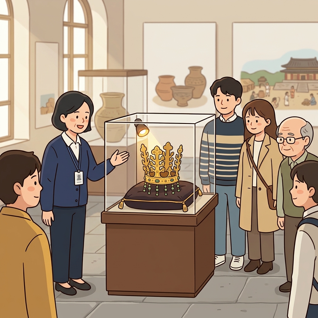 박물관은 고대 왕국의 귀중한 유물을 자랑스럽게 전시했다. (게임에서 얻는 희귀 아티팩트처럼 아주 귀한 유물이다)