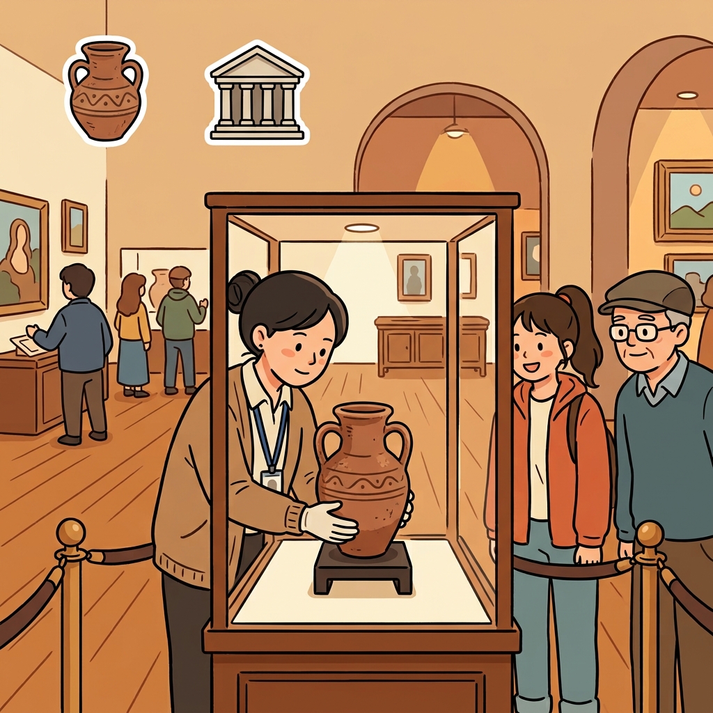 The museum preserved the ancient artifact for future generations. (🏺 Ancient Object + 🏛️ Museum → Artifact)