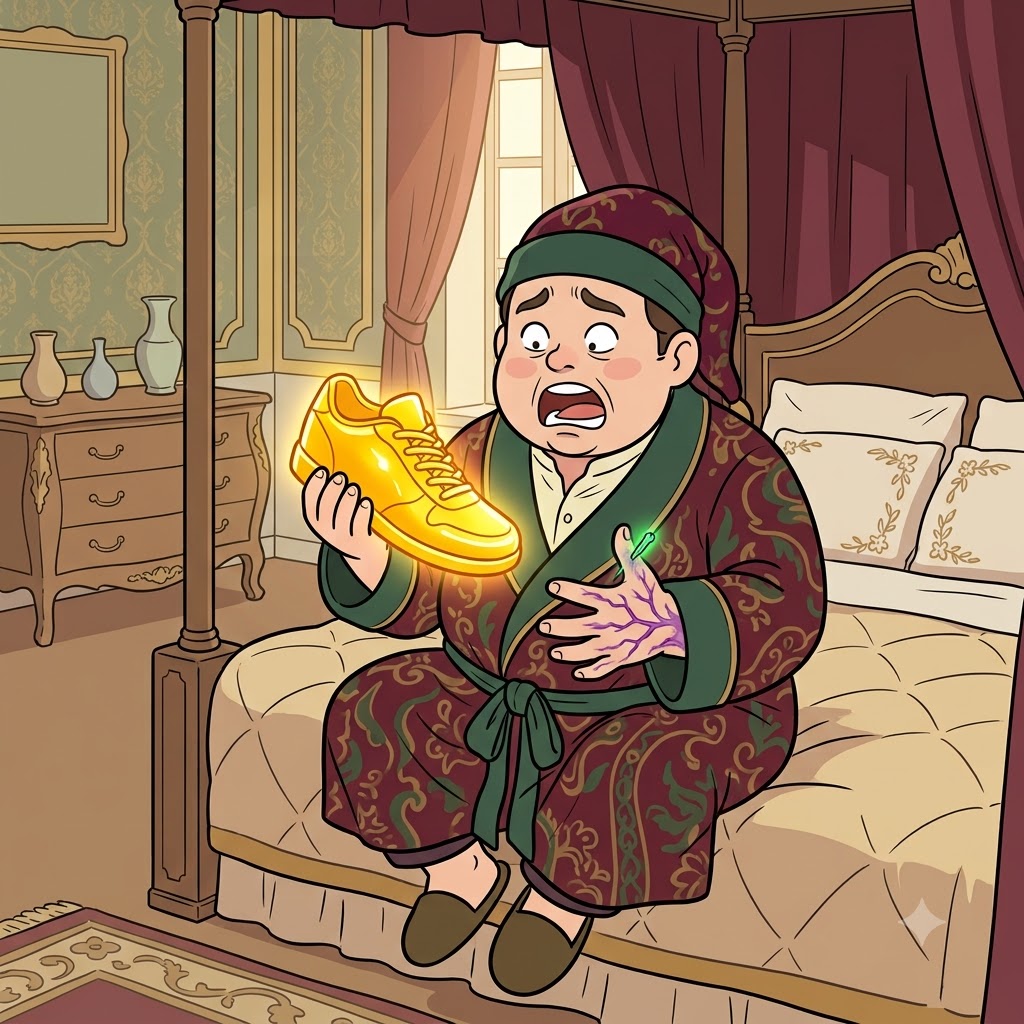 "앗(as) 쌔(sas) 신(sin)(새 신발)에 독침이 있다니, 에잇(ate)!" 선물 받은 새 신발 속의 함정으로 인해 귀족은 허무하게 암살당했다(assassinate).