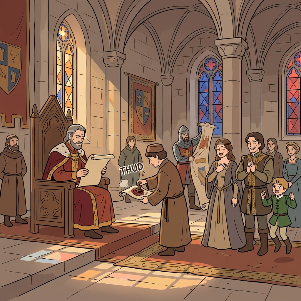The king gave his assent with a slow nod, and the new law took effect.