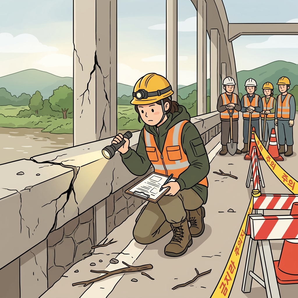 The engineer's assessment showed that the damaged bridge was not yet safe for traffic.