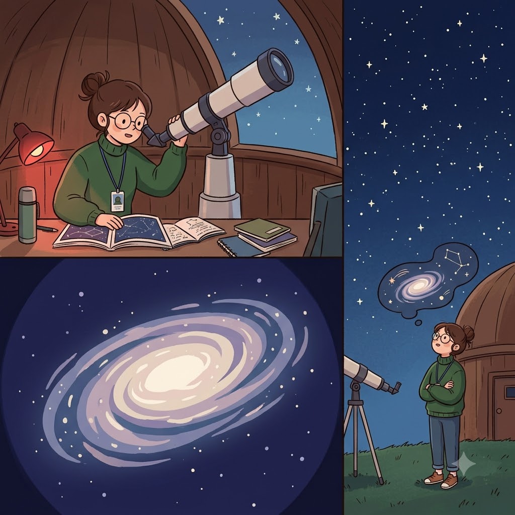 천문학(astronomy)은 머나먼 은하(galaxy)를 보여 주었고, 끝없는 우주(infinity)를 꿈꾸게 했다.
