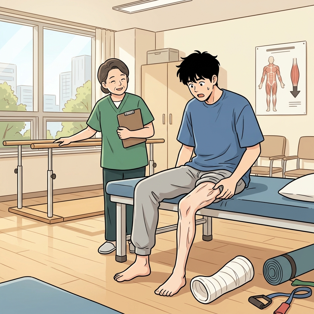깁스를 오래 하니까 다리 근육이 쪼그라들었다.