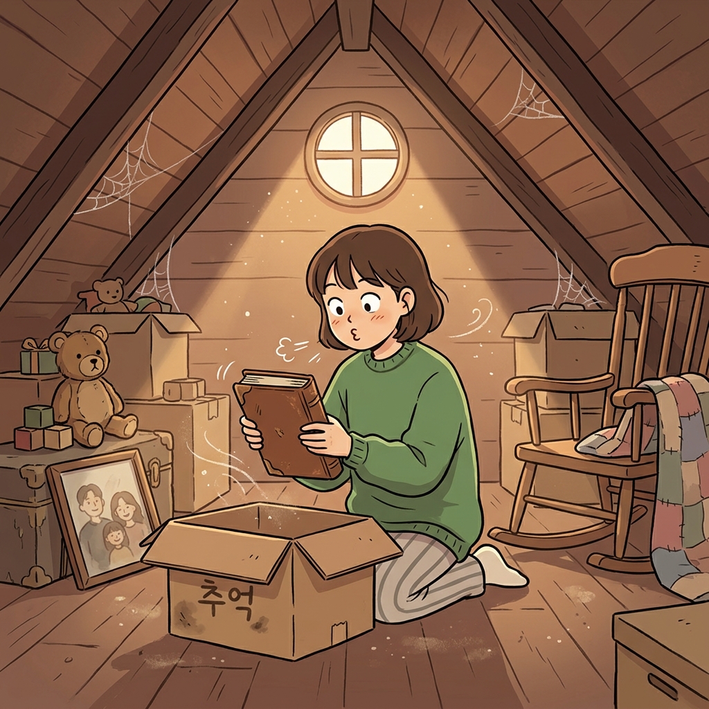 She found her grandmother's old diary in the dusty attic.