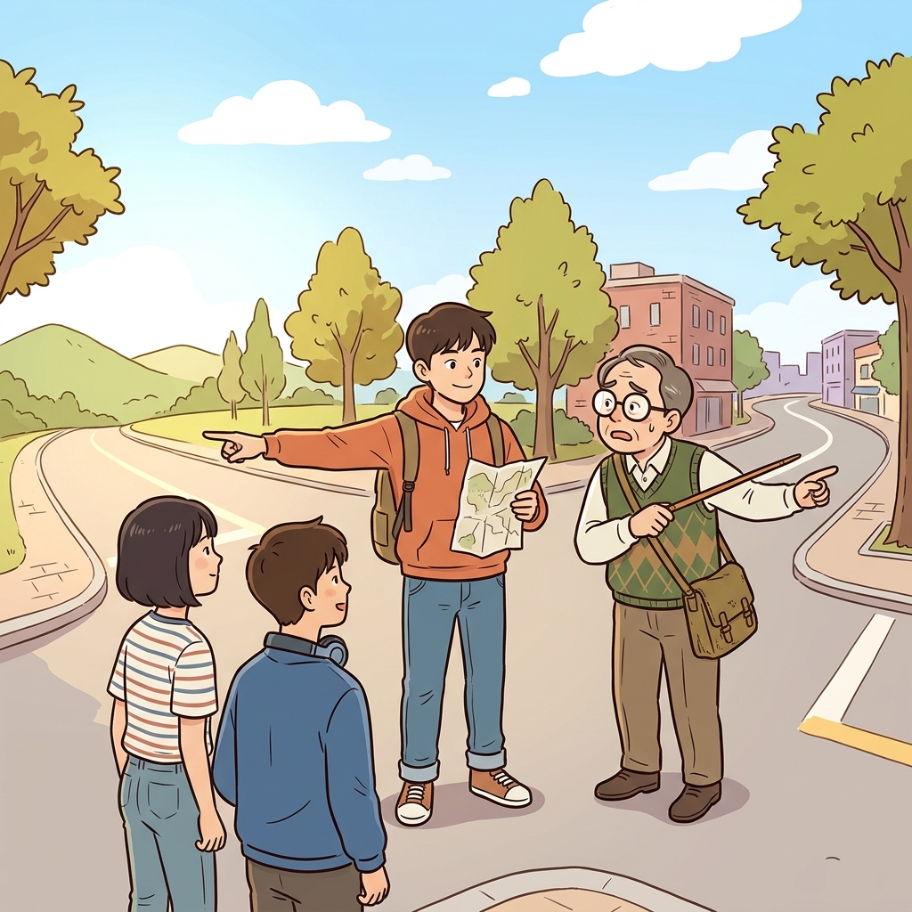 The young leader took the map from the advisor and confidently chose his own path with autonomy.