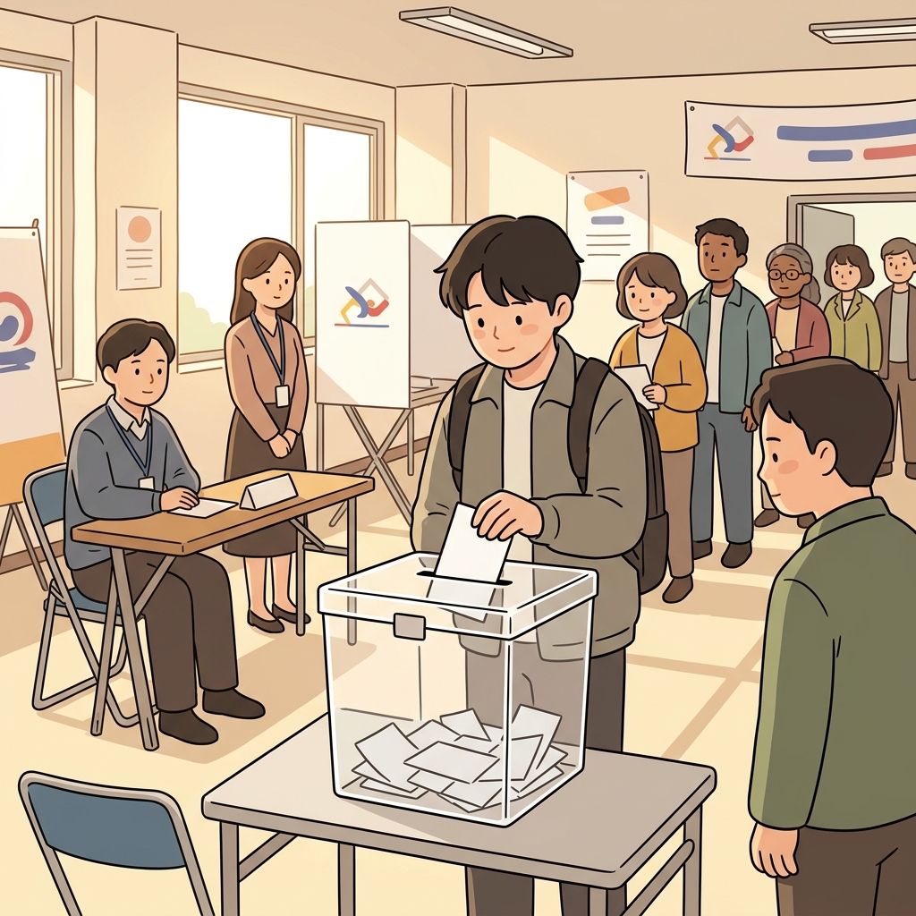 Citizens cast their ballots during the national election.
