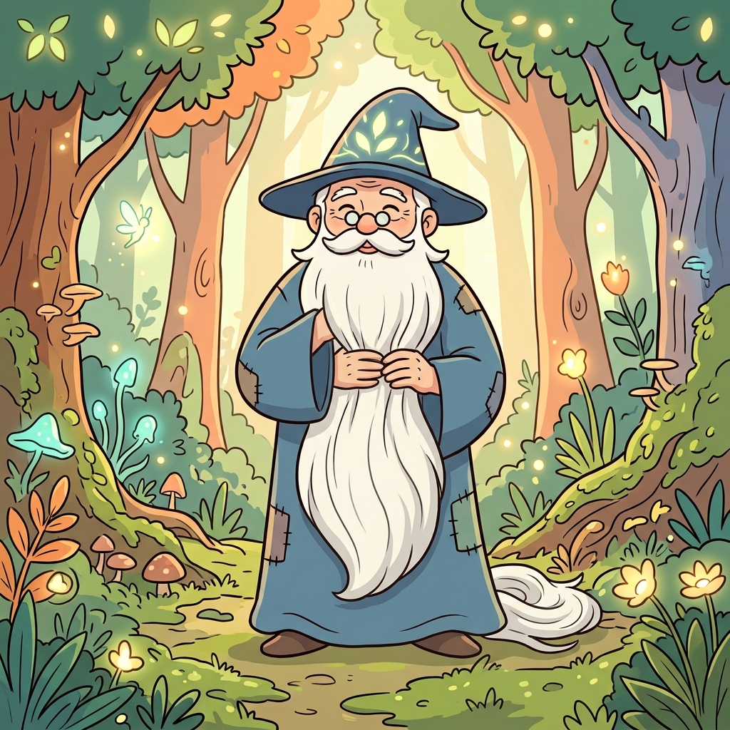 마법사의 수염은 허리까지 길게 내려왔다. (곰(Bear)처럼 수염(Beard)이 덥수룩하다.)