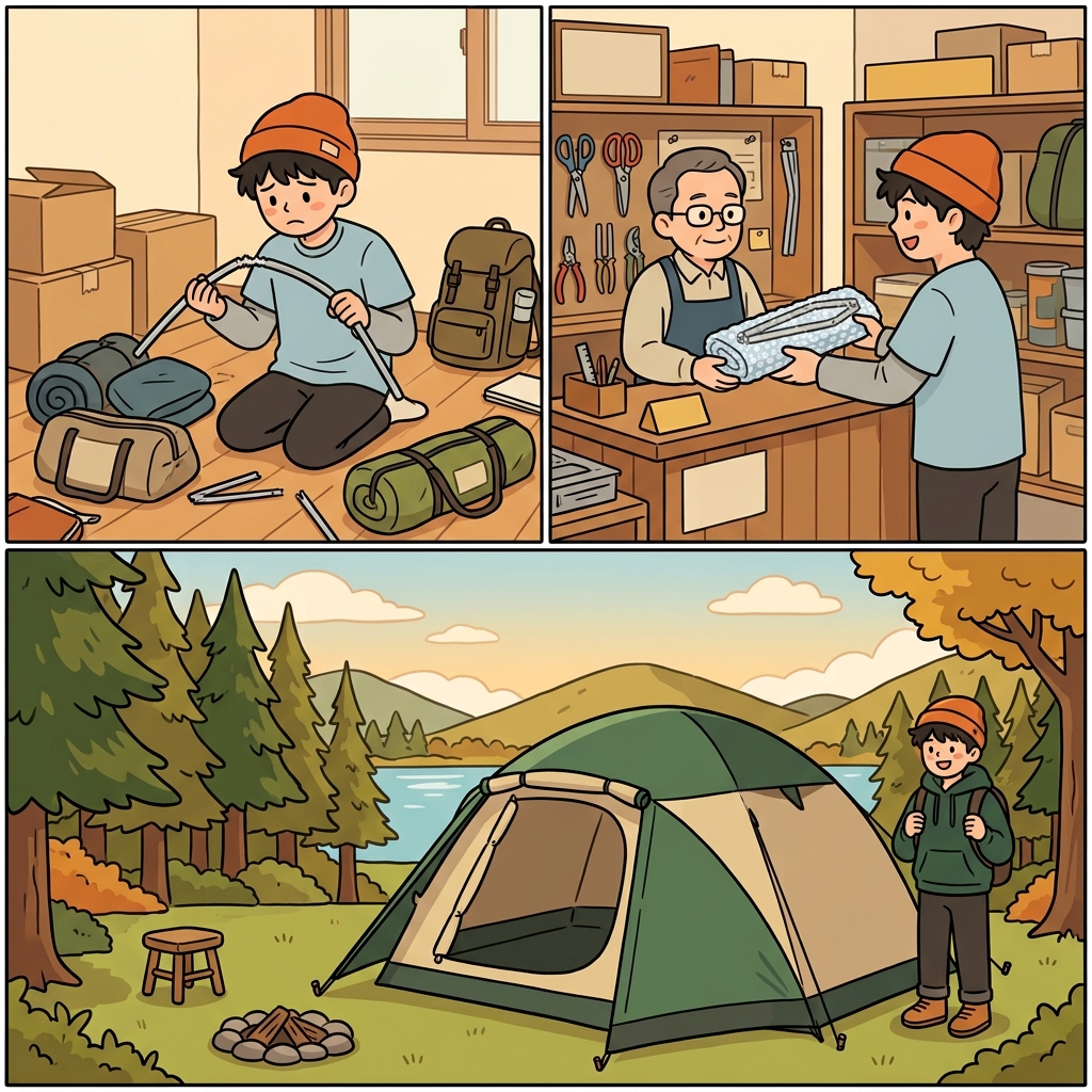 He sent the bent tent pole for repair before the camping trip.