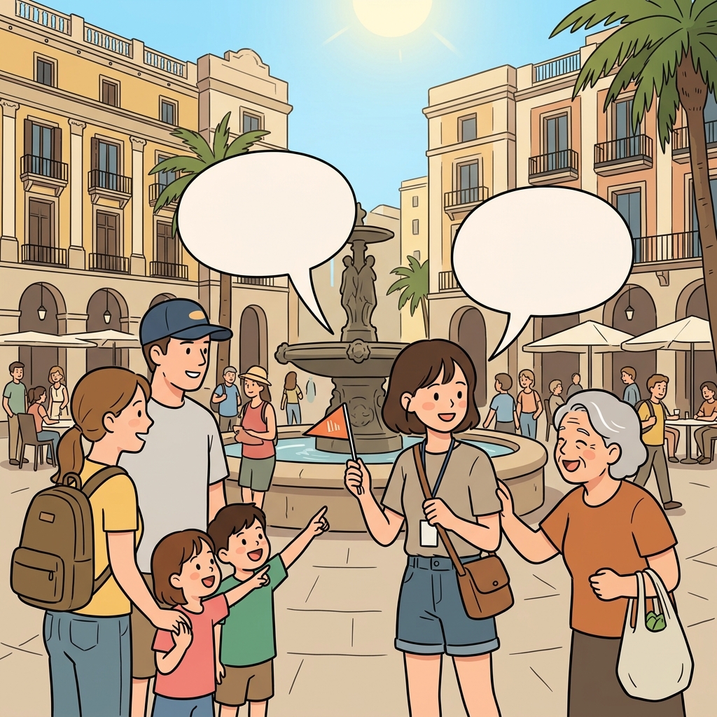 The bilingual guide switches between English and Spanish without missing a beat.
