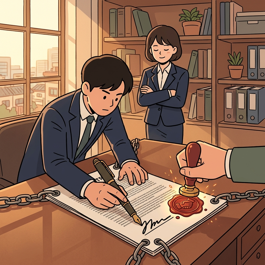 계약서에 사인하니까 이제 진짜 무를 수 없게 됐다.