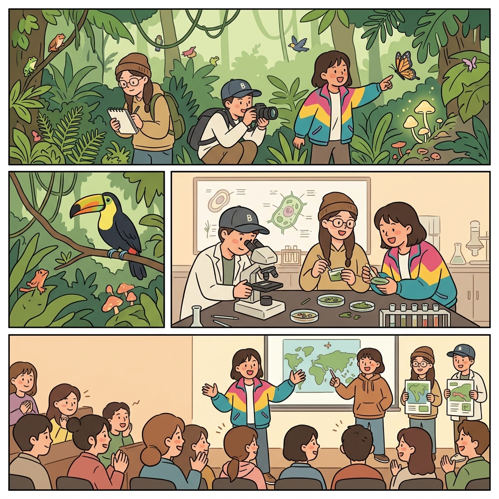 Students studied biodiversity at the university with great curiosity.