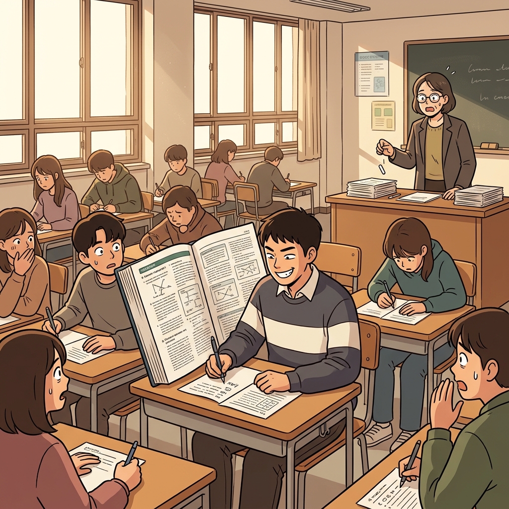The student's blatant cheating shocked the entire exam hall.