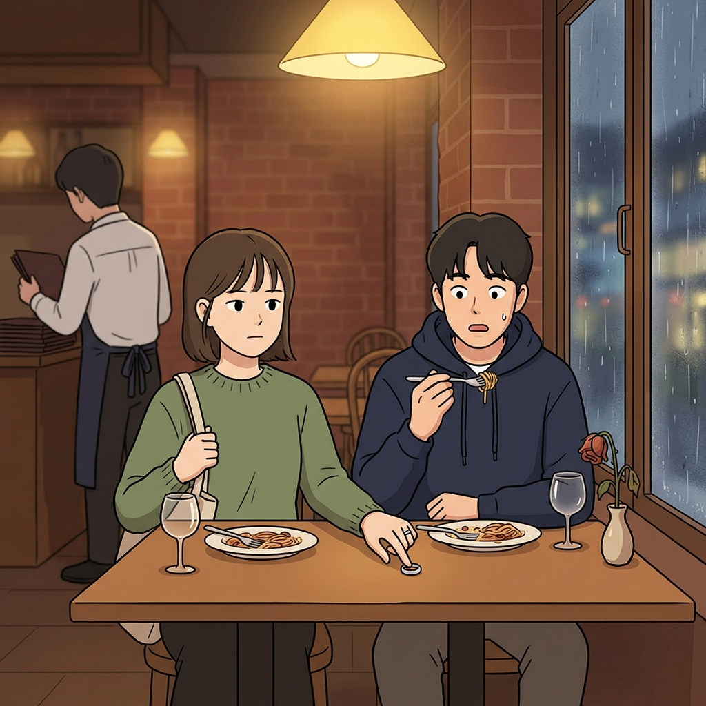 조용한 저녁이 반복되다 결국 그녀가 헤어지자고 말했다.