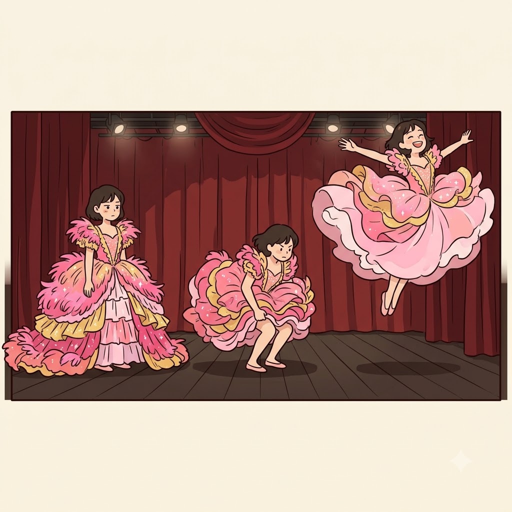 Wearing a highly flamboyant costume, the dancer performed with a perfectly buoyant energy.