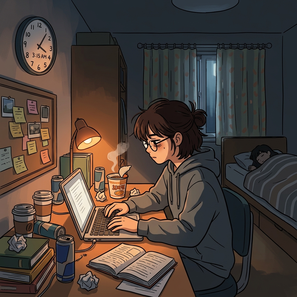 burn the midnight oil concept