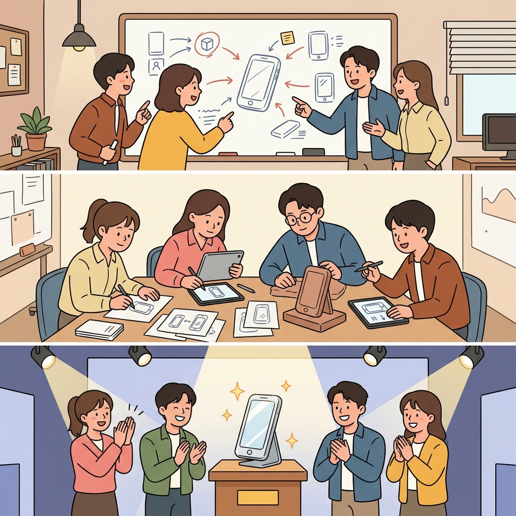 팀은 개념을 명확히 정의하고, 디자인을 다듬은 뒤, 빛나는 결과를 만들어 냈다.