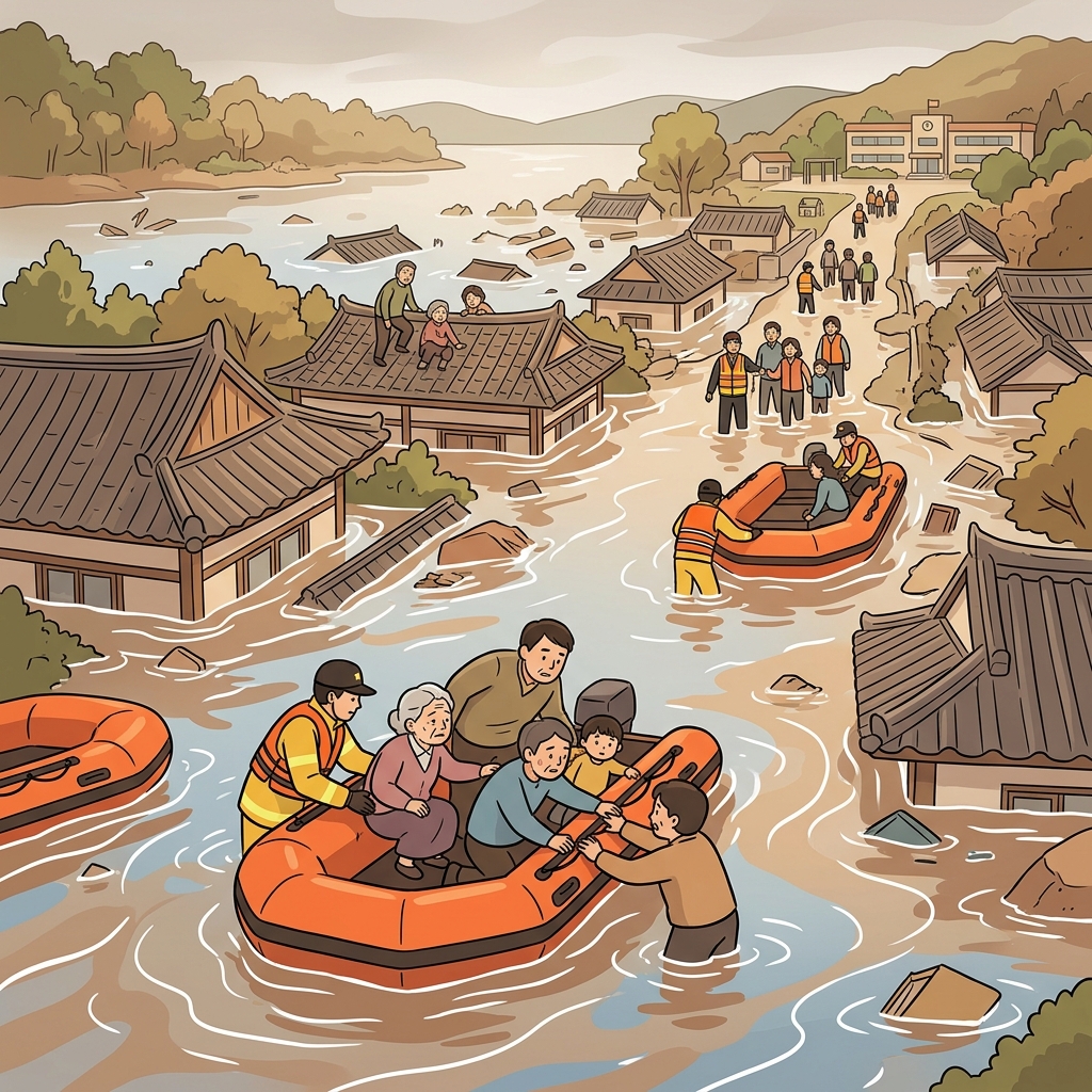 The sudden flood became a calamity that destroyed the entire village.