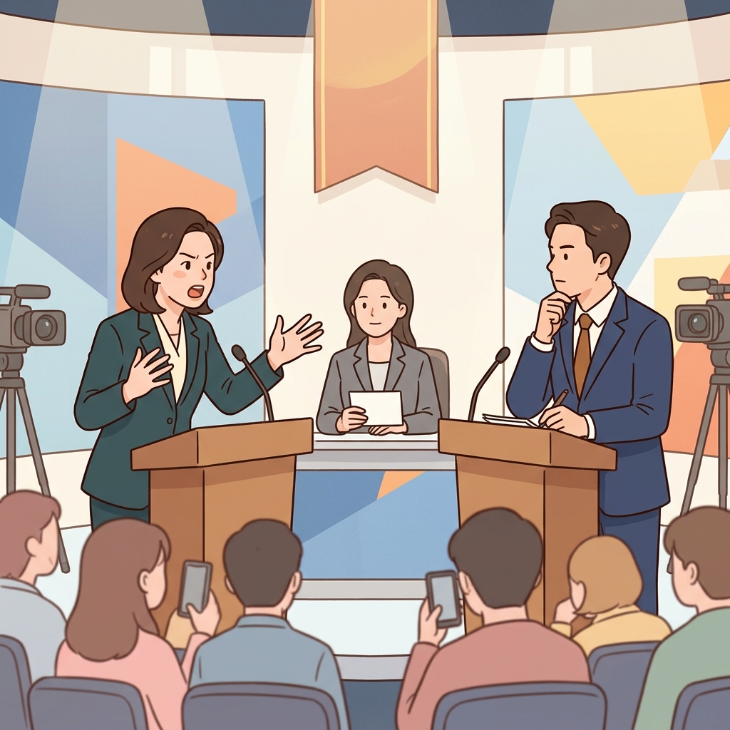 후보자는 TV 토론에 나와 나라를 위한 자신의 계획을 설명했다.