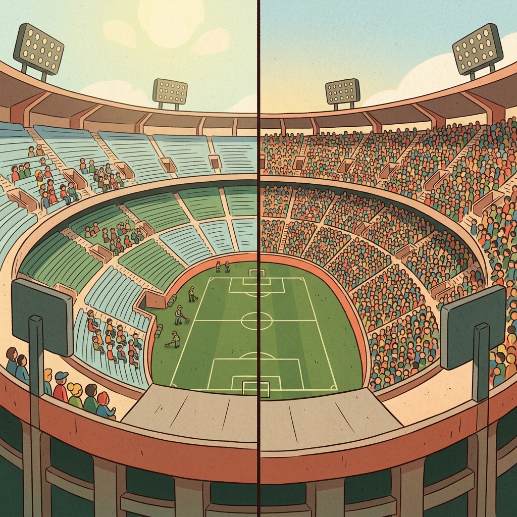 The stadium has a capacity of fifty thousand people.