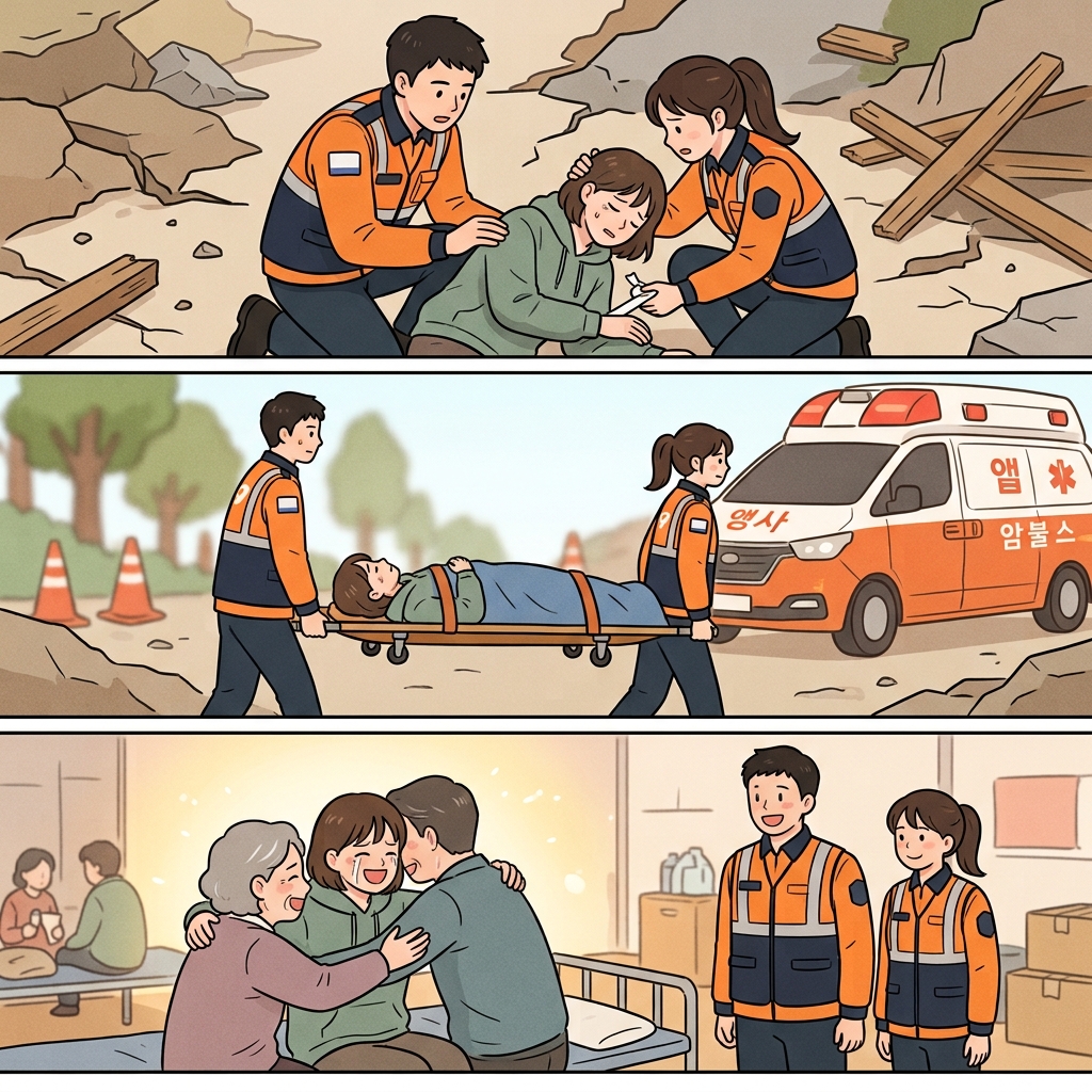 The rescue team saved every casualty and brought them to safety.