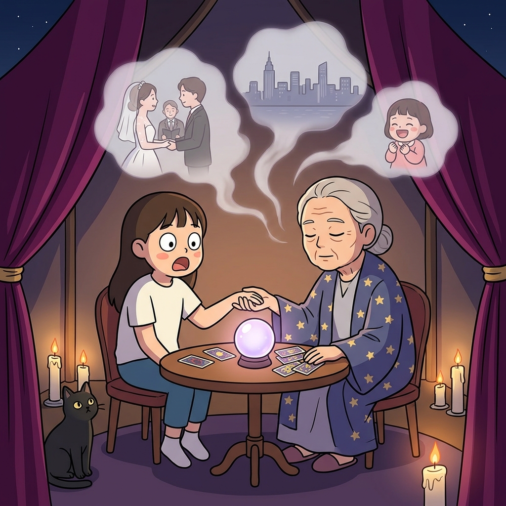 The clairvoyant sees a stranger's future just by holding their hand.