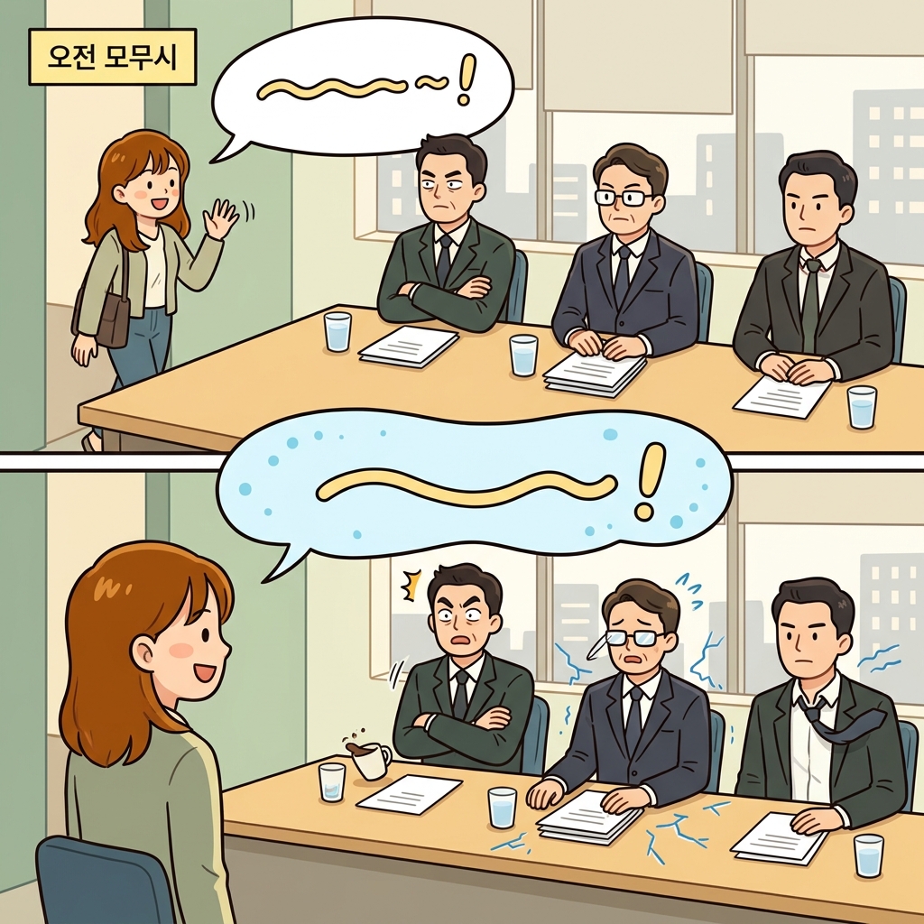 Her colloquial greeting made the formal interview suddenly feel relaxed.