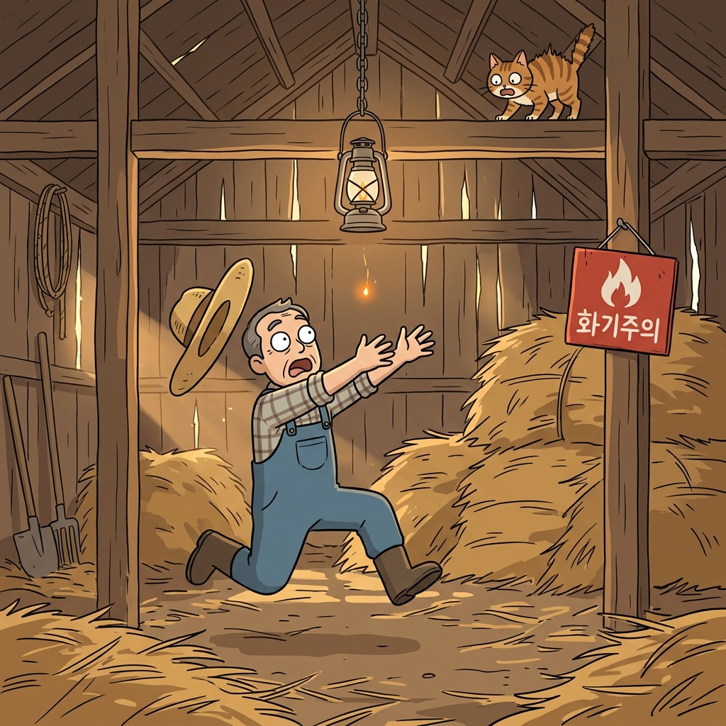 The old barn was full of combustible hay, one spark away from disaster.