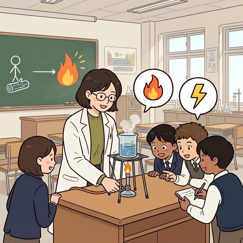 The teacher warned that gasoline is combustible. (🔥 Burn Easily + ⚠️ Fire Risk → Combustible)